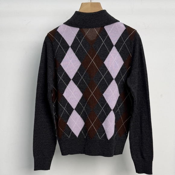 Self-Portrait Grey Argyle Lightweight Jumper - Picture 7 of 11